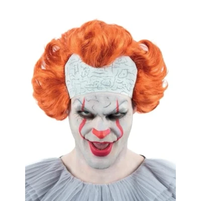 Image of Smiffys IT Chapter Two Pennywise Wig for Adults, Latex Bald Head and Iconic Orange Wig, Officially Licensed, Ideal Completing Matching Halloween Costume Themed Fancy Dress