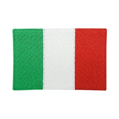 Image of Italy Flag Iron on Patch Italian Flag, World Cup for Jacket Backpack Embroidered sew Clothes Elbow Jean Cool Cute ironable Embroidery Decal Transfer Bag