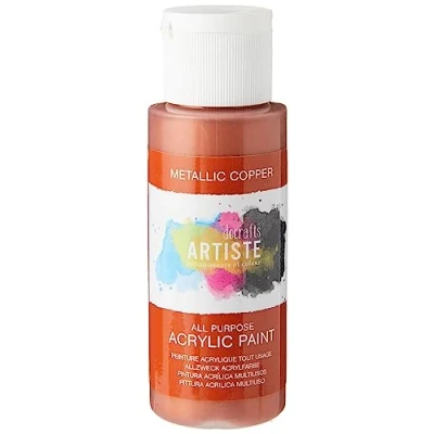Image of Artiste Acrylic Paint 59ml 2Oz Metallic Copper, Quick Drying Professional Art, Craft and Hobby Artists Paint, Vibrant Colour, Water Based Paints Cover All Surfaces with Ease, Ideal for Travel