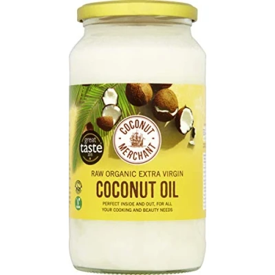 Image of Coconut Merchant Organic Oil 1L x2 Extra Virgin, Raw, Cold Pressed, Unrefined Ethically Sourced, Vegan, Ketogenic and 100% Natural for Hair, Skin &amp; Cooking 1Lx2