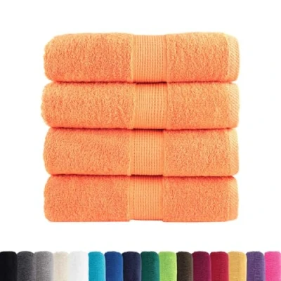 Image of vidaXL 4 Pcs Orange Washcloths 100% Cotton Multipurpose Face, Hand, Gym, Kitchen Towels 600gsm, 30x30 cm, Highly Absorbent, Hanging Loop, Machine Washable, STANDARD 100 by OEKO TEX Certified