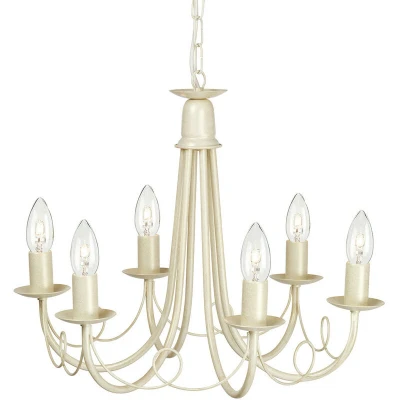 Image of Minster 6 Light Chandelier Ivory, Gold Finish, E14