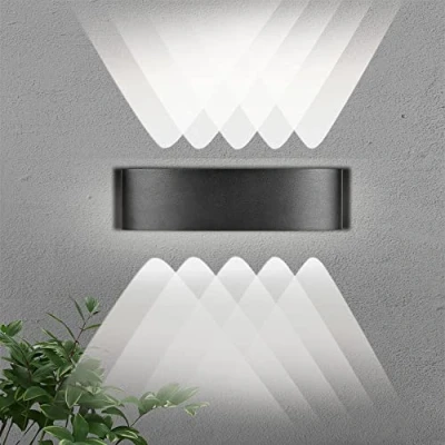 Image of CHENBEN LED Outdoor Wall Lights for Living Room 10W Up and Down Light 6500K Modern Lamp IP65 Waterproof Sconce Black Lighting Fixtures Indoor White Garden Bedroom