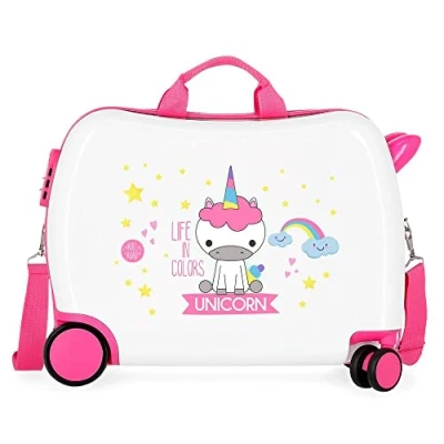 Image of Roll Road 4749864 Little Me Multicoloured Kids Rolling Suitcase 50x38x20 cm Rigid ABS Combination lock 34 Litre 2.1 Kg 4 Wheels Hand Luggage, White