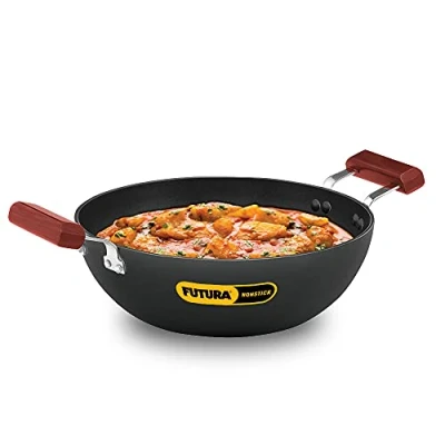Image of HAWKINS Futura 3.5 Litre Deep Kadhai, Non Stick Kadai, Flat Bottom Induction Black (INK35)