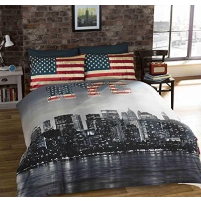 Image of CL Double Bed Size New York City Skyline Reversible Duvet Cover Set