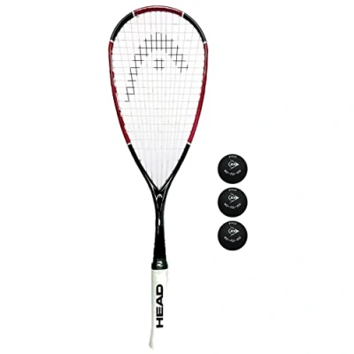 Image of Head Nano Ti 110 Squash Racket &amp; 3 Balls (Includes: Pro (Double Yellow Dot))
