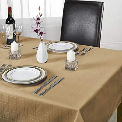 Image of Emma Barclay Chequers Jacquard Table Cloth in Coffee 63&quot; (160cm) Round