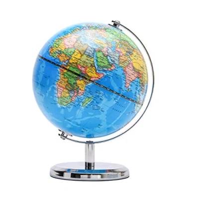 Image of Exerz 14cm World globe Political Map Mini Educational/Geographic/Modern Desktop Decoration Diameter Stainless Steel Arc and Base School, Home, Office