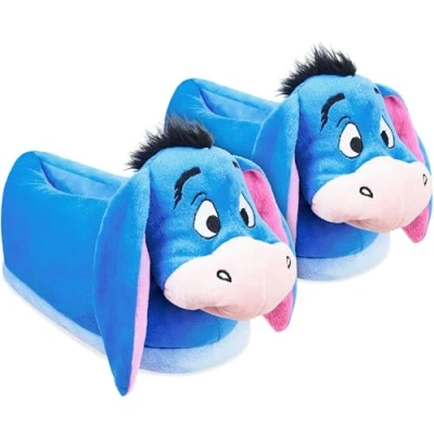 Image of Disney Stitch Slippers Women 3D Warm Soft Ladies Anti Slip Sole Cushioned Novelty for and Teens Size 3 8 Eeyore Gifts (Blue Eeyore, 4 UK)