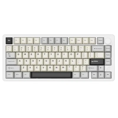 Image of ATTACK SHARK X86 Wireless Mechanical Keyboard, 75% Gaming Keyboard All Aluminium CNC, RGB Backlit Gasket Hot Swap Custom with Knob,BT/2.4G/USB C Wired Creamy for Mac/Win Starry White