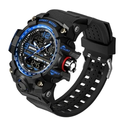 Image of AIMES Men&#039;s Watches Sports Outdoor Waterproof Military Wrist Watch Tactical Date Multi Function Large Face LED Alarm Stopwatch for Men, Blue, running