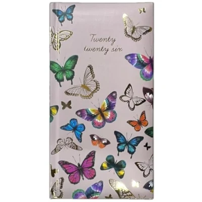 Image of 2025 Diary Slim Week to View Fashion soft padded hardback vintage (Butterflies)