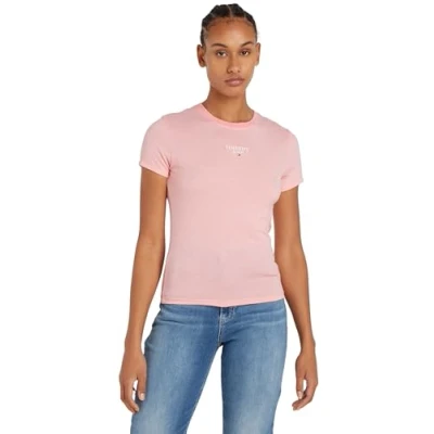 Image of Tommy Jeans Women&#039;s Tjw Slim Essential Logo 1 Ss Ext S/S T Shirt, Ballet Pink, 4XL Plus