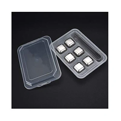 Image of Gteller Stainless Steel Metal Beverage Chilling Rocks,Reusable Ice Cubes for Whiskey,Vodka,Liqueurs,Wine (26mm: 6 with Clip)