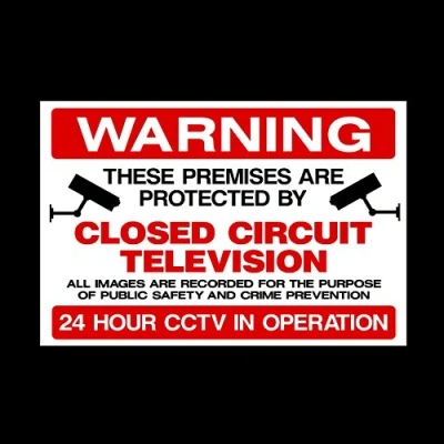 Image of CCTV Closed Circuit Television Plastic Sign Security, Camera, TV, Warning Safety (MISC4)