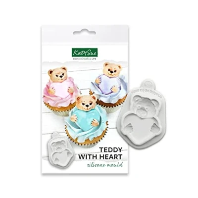 Image of Katy Sue &#039;Teddy with Heart&#039; Silicone Mould for Cake Decorating &amp; Crafts