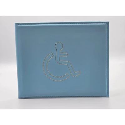 Image of AlezyB 1x Sky Blue Disabled Badge Holder, PU Leather Wallet Protector Parking Permit Cover Holder