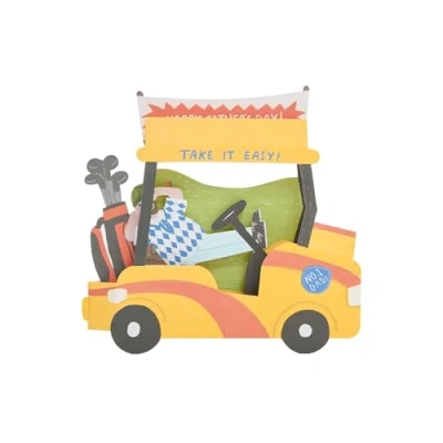 Image of UK Greetings Father&#039;s Day Card for Dad Pop Up Golf Cart Design