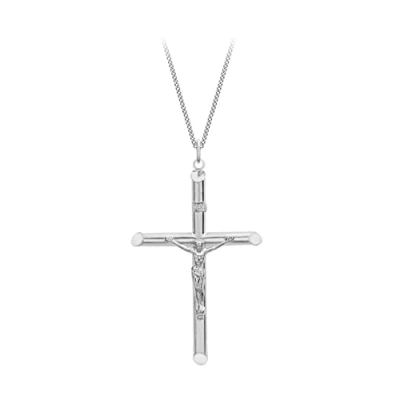 Image of Tuscany Silver Women&#039;s Sterling 27.3 x 50.3 mm Crucifix Curb Chain Necklace of Length 51 cm/20 Inch