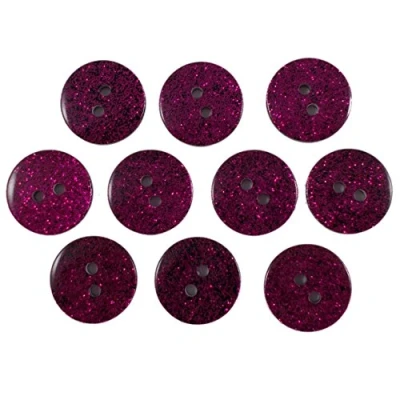 Image of Colour Dark Glitter Buttons 17mm Pack of 10 (Pink)