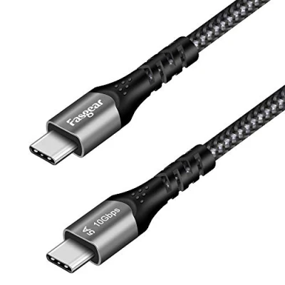 Image of Fasgear USB C to Type Cable, 1 Pack 3.1 Gen 2 Fast Charge 100W 20V/5A Power Delivery, 10Gbps Data Transfer, 4K@60Hz Video Output, Compatible for Device (10ft, Black)
