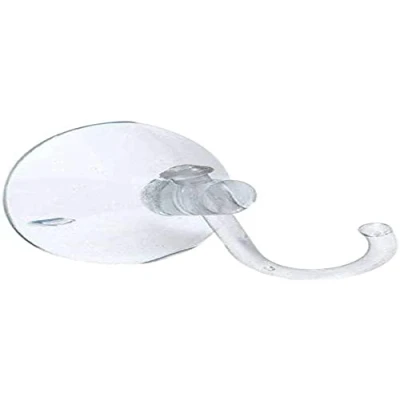Image of Merriway BH04115 (6 Pcs) Clear Plastic Suction Hook with Hook, 45 mm, 1.3/4 inch Diameter Pack of 6 Pieces