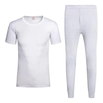 Image of GC GAVENO CAVAILIA Men Short Sleeve Base Layer Set Crew Neck Shirt with Thermal Legging For Workwear Outdoor, Sports, Running and Hiking Underwear Shirts &amp; Long Johns Mens XL White