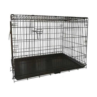 Image of Signzworld Puppy Dog Crate 2 Doors 42 inch with Removal Tray Folding Metal Pet Training Cage Animal Carrier X Large
