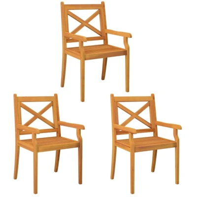 Image of vidaXL Outdoor Dining Chairs 3 pcs Solid Wood Acacia