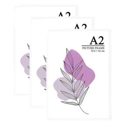 Image of Baoee White Picture frame A2,Set of 3,photo with acrylic glass,Poster Frame,certificate frame,Freestanding and Wall Mountable