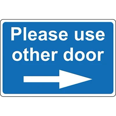 Image of Please use other door right arrow sign Self adhesive sticker (200mm x 150mm)