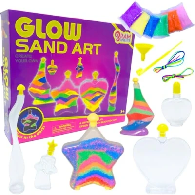 Image of Ram® Make Your Own Glow in The Dark Glitter Sand Art Bottles Kids Craft Kit Toy