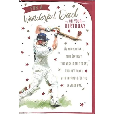 Image of Prelude Dad Birthday Card For A Wonderful On Your Sports Themed Cricket Medium Size 23cm x 16cm