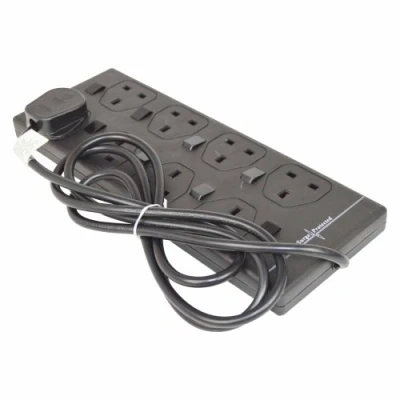 Image of STATUS Black Multi Plug Extension 8 Socket Cable 2m Lead Individually Switched with Neon Indicator S8WBSPINDSSX4