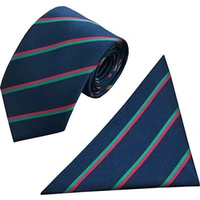 Image of Royal Pioneer Corps Regimental Tie &amp; Hanky Sets (Navy with Red Green Stripe)