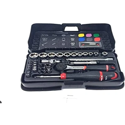 Image of Facom R.161 6P6 Ratchet Set Plus 6 Sided Sockets, Multicoloured, 1/4&quot;, of 37 Pieces