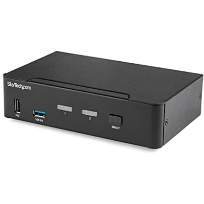 Image of StarTech.com 2 Port DisplayPort KVM Switch 4K 60Hz Single Display Dual UHD DP 1.2 USB with Integrated 3.0 Hub &amp; Audio Dell HP Apple Lenovo TAA Compliant (SV231DPU34K)