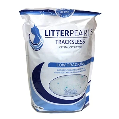 Image of Litter Pearls Tracksless Unscented Non Clumping Crystal Cat with Odorbond 5L 4 lbs 1.8Kg Clear and Blue Silica Gel Crystals
