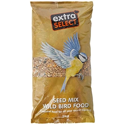 Image of Extra Select Wild Bird Seed Mix with Black Sunflower Seeds, Wheat, Dari, Millet Seeds Nutrient Rich Food for Small Birds 2kg