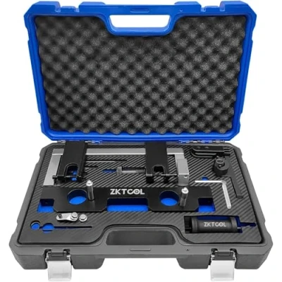 Image of ZKTOOL Engine Camshaft Alignment Timing Locking Tool Kit Fit for BMW N20 N26 Engine, with Flywheel Holder and 7676 Oil Seal Repair Set