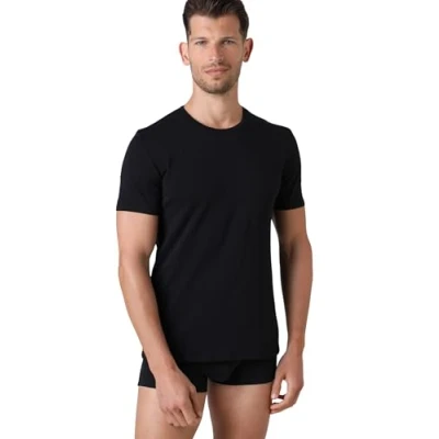 Image of LOVABLE Men&#039;s Supima Stretch Cotton Crew Neck T Shirt, Black (Nero), M