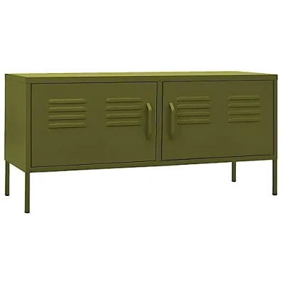Image of vidaXL TV Cabinet Olive Green Steel Stereo Hifi Media Unit Stands