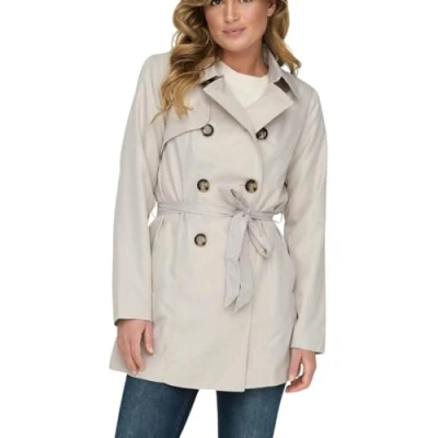 Image of ONLY Women&#039;s Onlvalerie Trenchcoat OTW Noos Trench Coat, Moonbeam, L