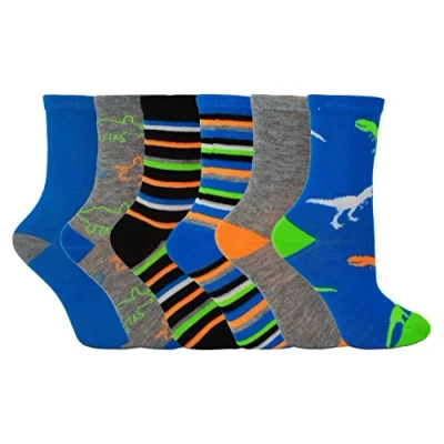 Image of Sock Snob Boys 6 Pairs Assorted Novelty Fashion Ankle Socks
