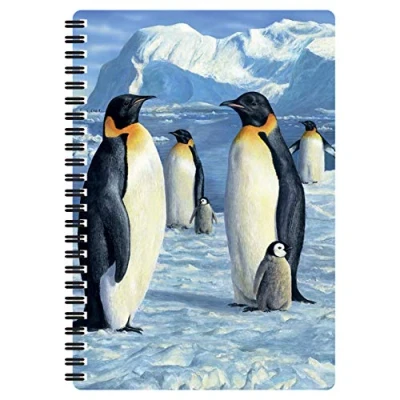 Image of 3D LiveLife A5 Plain Recycled Paper Notebook Antartic Majesty from Deluxebase. 80 Page Lenticular Penguin Notebook. School/Office Stationery with Artwork Licensed Artist Robert Hautman