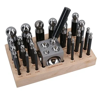 Image of Steel Doming Block and Punch Set Craft Dapping Jewellery Shaping Kit 25pc
