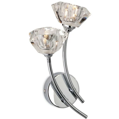 Image of Clara 2 Light Indoor Wall Chrome, Clear Glass, G9