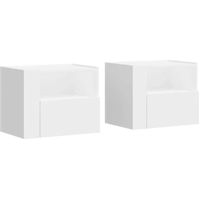 Image of vidaXL Wall mounted Bedside Cabinets 2 pcs White 45x30x35 cm