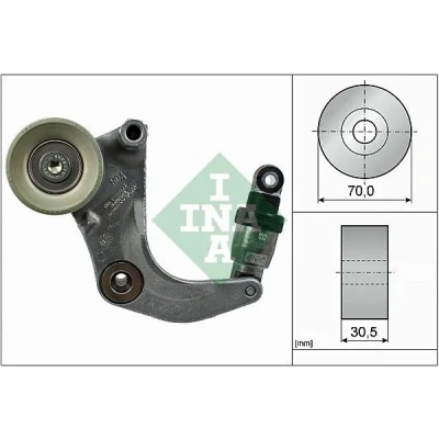 Image of 31170R0A005, 31170R0A025 Tensioner Lever, V ribbed belt INA 534 0534 10 70mm 30,5mm HONDA: CR 4, CIVIC 8